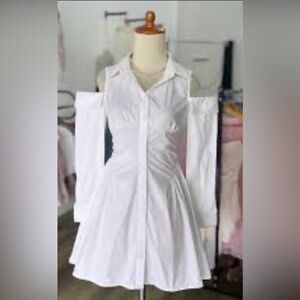 Bebe White Collared Cutout Mini Dress Size 4 Worn Once